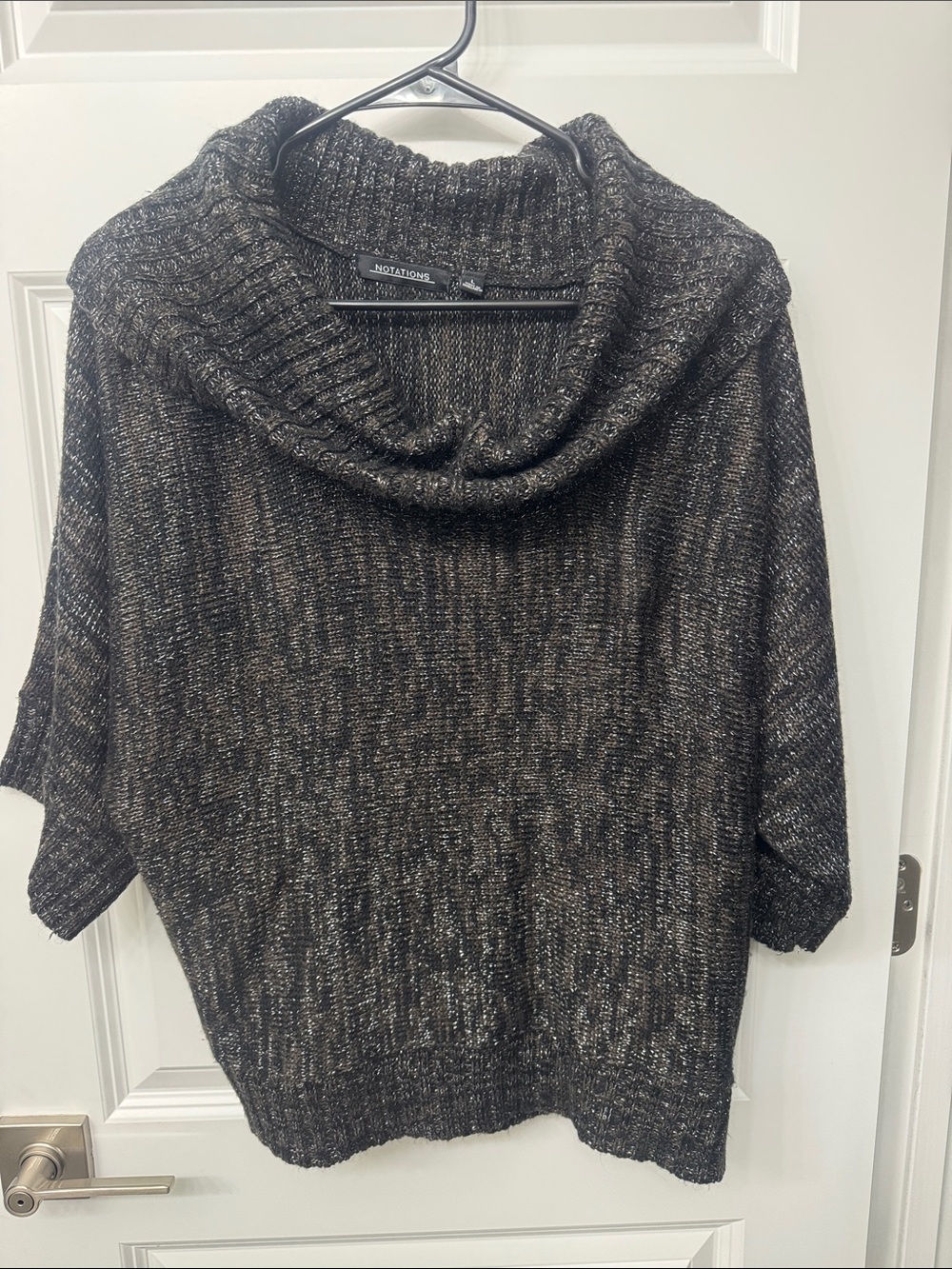 Notations Charcoal Metallic Cowl Neck Sweater